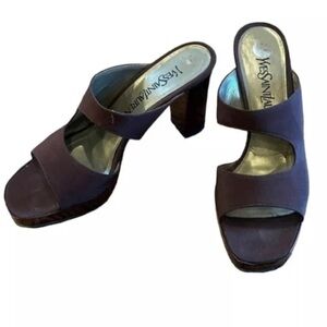 STRIKING Yves Saint Laurent Strappy Platform Slip-on Slides Size 7.5